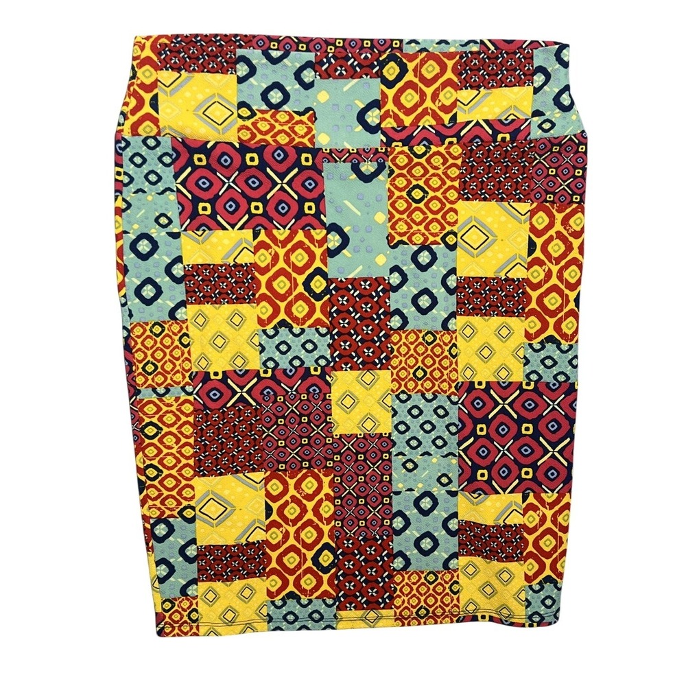LuLaRoe Women's 2XL Patchwork Aztec Tribal Print Pencil‎ Skirt Stretch Knit